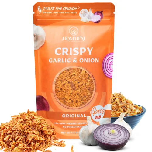 Miniatura 11 de Homtiem Ajo Crujiente y Cebolla: Condimento Versátil de Sichuan 3.5 Oz., 100% Natural, Sin OMG, Vegano y Sin Gluten, Listo para Usar, Apto