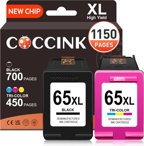 COCCINK 65XL para HP Ink 65 XL para HP DeskJet 3700 3755 3752 3772 2652 2655 | 2600 2622 2624 2636 Envy 5052 5012 5055 5000 Printer Remanufactured