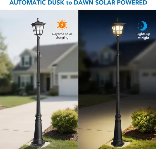 Miniatura 5 de ST4311AC - Lámpara de poste solar brillante para exteriores del atardecer al amanecer, funciona con energía solar para patio, jardín, terraza