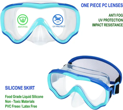 Miniatura 3 de Gafas de natación para niños de 6 a 14 años, máscara de buceo sin enredos, gafas de agua, cubierta de nariz para jóvenes y jóvenes 1 unidad: azul