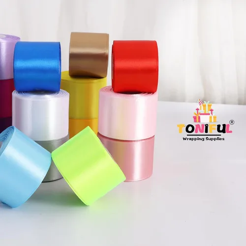 Miniatura 6 de TONIFUL - Cinta de satén de oro rosa de 2 pulgadas x 25 yardas de ancho, rollo de cinta de satén sólida para manualidades, cinta para silla