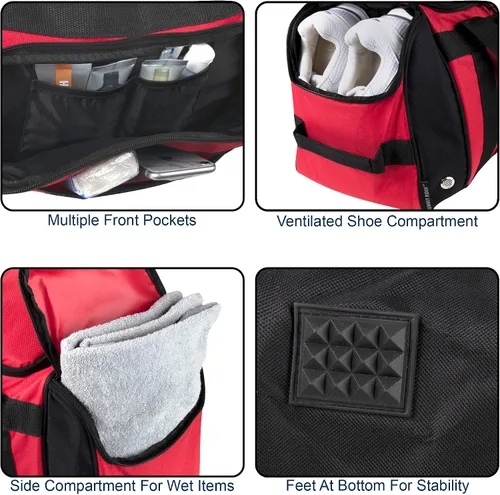 Miniatura 5 de Bolsa de viaje grande con compartimento para zapatos, correa para el hombro para gimnasio, hombres, mujeres con bolsillo húmedo