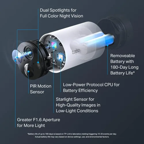 Miniatura 4 de TP-Link Tapo 2K QHD Sistema de cámara de seguridad inalámbrica para exteriores, batería de hasta 180 días, visión nocturna a color con sensor