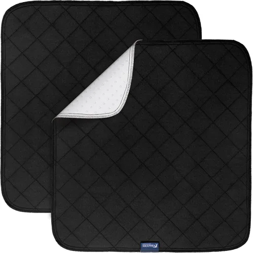 Almohadillas impermeables para sillas de incontinencia de 22 x 21 pulgadas, paquete de 2 protectores de asiento reutilizables antideslizantes y Negro