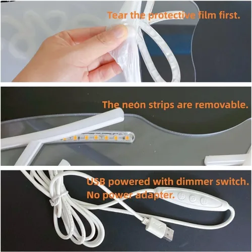 Miniatura 9 de QiaoFei Letrero LED de neón con texto en inglés «Get Nake», luces de neón alimentadas por USB, para habitación, hogar, bar, decoración de pared