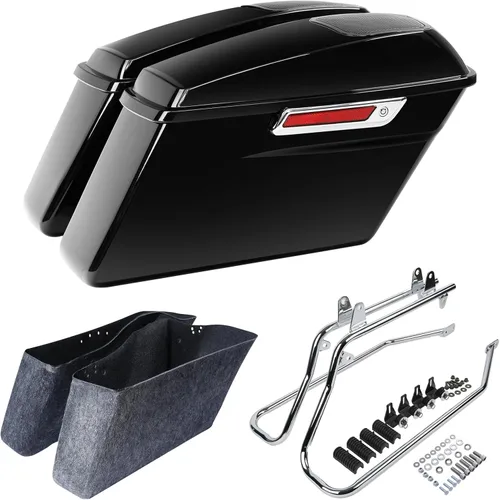 Miniatura 8 de SLMOTO Alforjas rígidas para motocicleta para Harley, alforjas rígidas con soportes de conversión negros, compatibles con Harley Street Glide