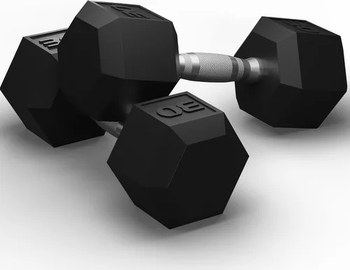 Miniatura 8 de GRETERST Juego de mancuernas hexagonales con revestimiento de goma, para ejercicio y acondicionamiento físico para gimnasio en casa, equipo de Negro