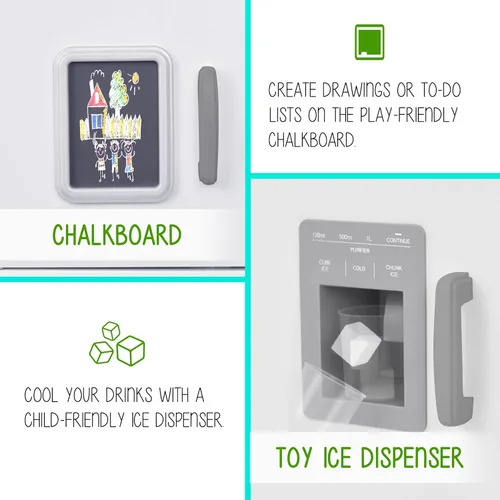 Miniatura 4 de Juego de cocina para niños Lil' Jumbl, cocina de madera de simulación con pizarra, teléfono de juego, toallero y dispensador de hielo, perillas