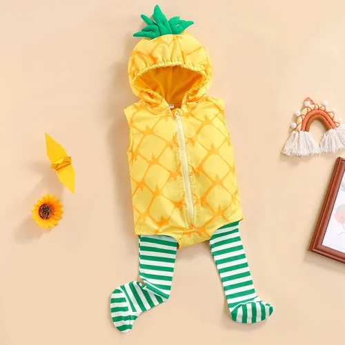 Miniatura 2 de Newborn Infant Baby Girls Boys Clothes Cute Avocado Jumpsuit Sleeveless Hoodie Romper Sweater Stripe Stockings Fall Outfit