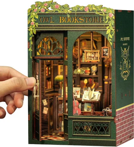 Miniatura 14 de CUTEBEE Kit de Rincón del Libro, Kits de Casa en Miniatura DIY para Adultos y Adolescentes, Casa de Muñecas Rincón del Libro, Estantería