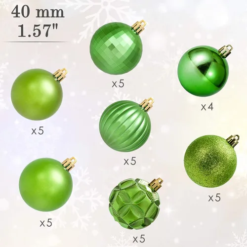 Miniatura 89 de AMS Esferas de Navidad de 2.36 pulgadas/60mm, 34 unidades, adornos grandes, decoraciones para fiestas, inastillables, colgantes festivos para Negro
