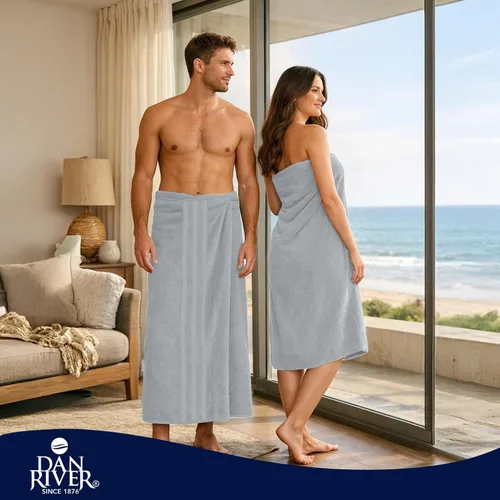 Miniatura 2 de DAN RIVER Paquete de 2 toallas de baño de lujo de 35 x 70, 21.16 oz/m², suaves y de secado rápido, 100% algodón hilado en anillo, ideales