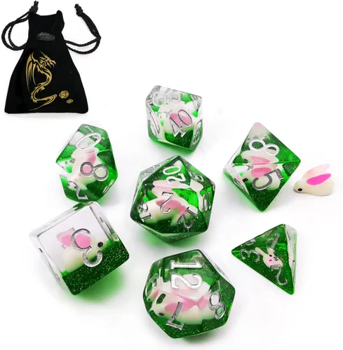 Bescon - Juego de dados de gran tamaño para animales DND, juego de dados gigantes poliédricos de conejo de 7 piezas, dados de gran tamaño para