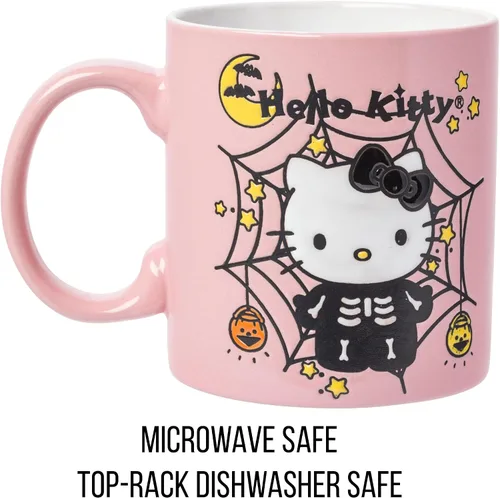 Miniatura 3 de Silver Buffalo Sanrio Hello Kitty Taza de Cerámica con Diseño de Esqueleto y Telaraña de Halloween Resistente a la Cera, 20 Onzas Sanrio Hello Kitty