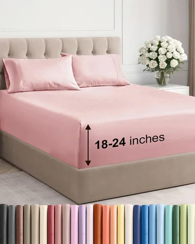 Miniatura 54 de Sábanas King divididas con bolsillos extra profundos, sábanas transpirables y refrescantes de 5 piezas, sábanas de lujo para hotel, suaves, sin 22