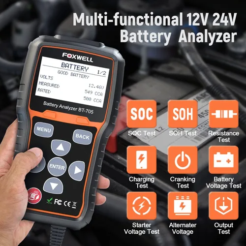 Miniatura 3 de Escáner FOXWELL OBD2 NT726 y FOXWELL BT705 12V 24V Probador de batería de coche 2022