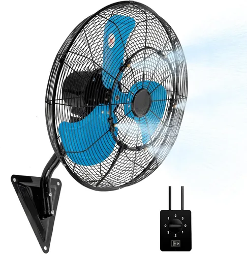Miniatura 11 de Ventilador de pared de 20 pulgadas, ventilador de pared resistente de 7100 CFM con 3 velocidades e inclinación ajustable, ventiladores oscilantes