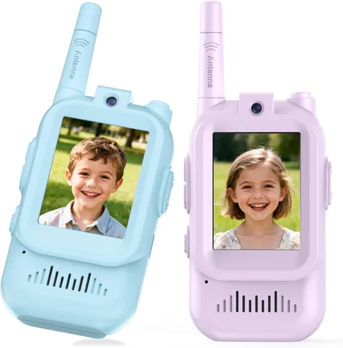 Miniatura 15 de Walkie Talkies de video con pantalla en tiempo real y cambiador de voz, radios recargables de largo alcance para niños de 3 a 12 años, regalos