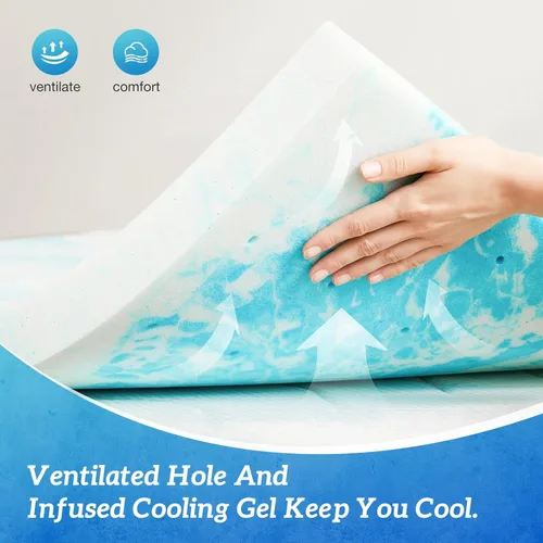 Miniatura 4 de Cubrecolchón Twin XL - Espuma viscoelástica de 2 pulgadas con infusión de gel refrescante para el dolor de espalda, certificado CertiPUR-US