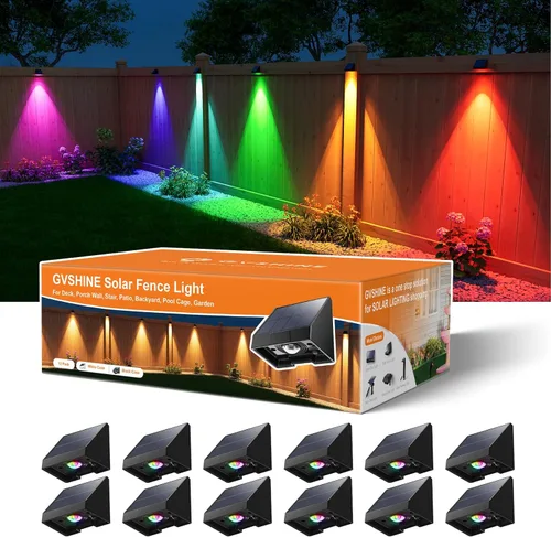 Miniatura 16 de Paquete de 16 luces solares para valla de montaje en pared para exteriores, decorativas, impermeables, para terraza, escaleras exteriores, jaula