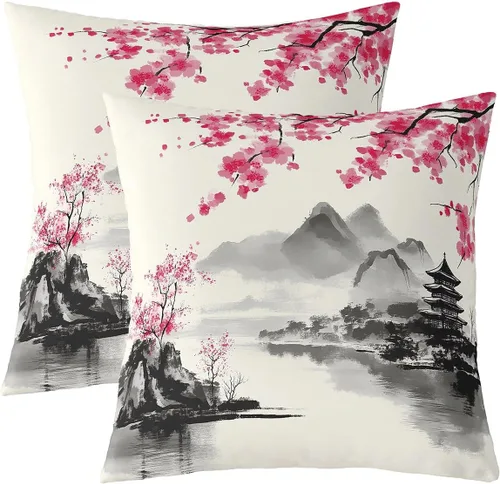 Miniatura 11 de Juego de 2 fundas de almohada rosas de 16 x 16 pulgadas, fundas de almohada suaves con flores florales de rosas para sala de estar, dormitorio