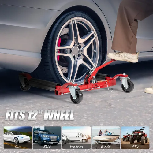 Miniatura 6 de TUFFIOM Juego de 4 gatos para ruedas de automóvil, patines mecánicos de 6000 libras, gato de posicionamiento de vehículo de 12 pulgadas, rodillos