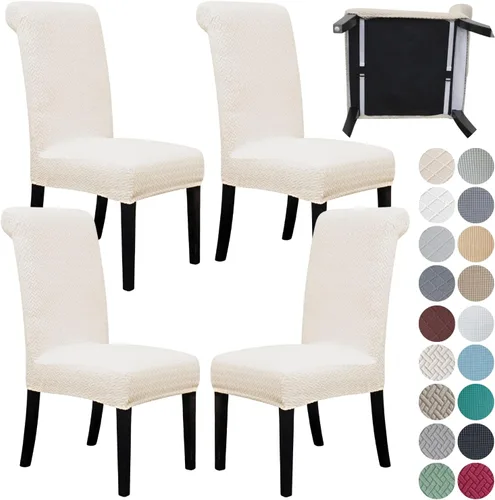 Miniatura 35 de SPRINGRICO Paquete de 2 fundas para sillas de comedor con cinturón de seguridad, fundas elásticas para sillas Parsons lavables, fundas protectoras