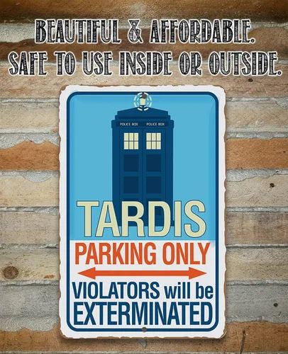 Miniatura 3 de Letrero de metal – Tardis Parking Only – Letrero de metal duradero – Uso en interiores y exteriores – Es una gran decoración para el hogar y regalo