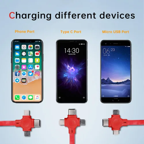 Miniatura 2 de Gartmost 6 unidades 3 en 1 retráctiles múltiples cargadores rápidos Cable a granel (3.28 pies) con USB C/Micro USB/L y soporte para teléfono