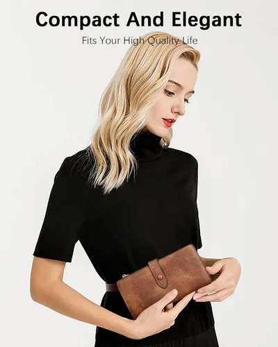 Miniatura 35 de BOSTANTEN - Cartera de piel auténtica para mujer con bolsillo con cremallera), BL3162011Kcoffee