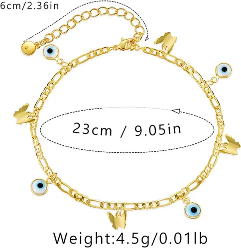 Miniatura 12 de Tobillera para mujer, chapada en oro de 18 quilates, tobillera con dije de oro, impermeable, para verano, playa, cadena de pie, joyería para regalos