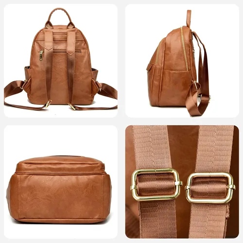 Miniatura 4 de ZOCILOR Mochila de moda para mujer, diseño multiusos, bolsos convertibles y bolsa de hombro, Marrón