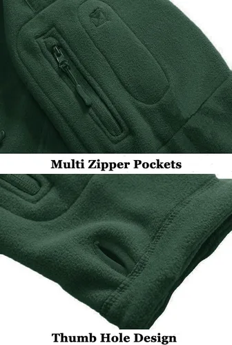 Miniatura 7 de BIYLACLESEN Chaquetas tácticas de forro polar Softshell para hombre con cremallera completa