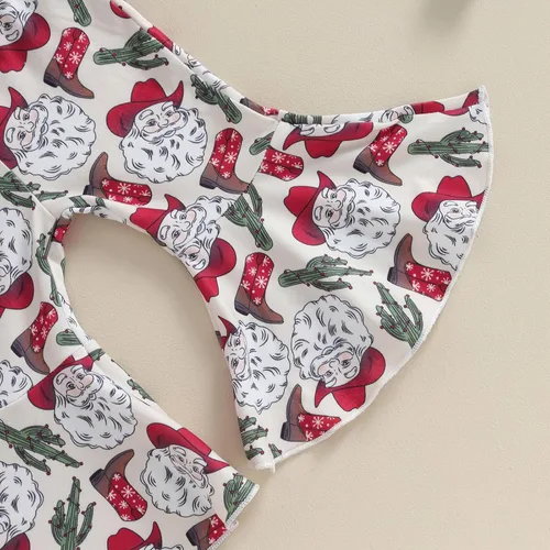Miniatura 7 de Kuriozud Conjunto de pantalones acampanados para bebé recién nacida, con volantes, lindo conjunto de pantalones acampanados con diadema y ramitas