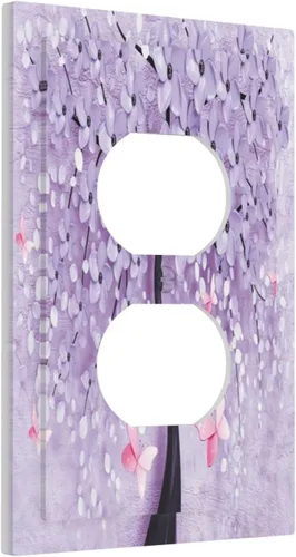 Miniatura 2 de Cubiertas de Tomacorriente 3D Árbol Morado 1 Gang Placa de Cubierta de Interruptor de Luz Dúplex Placas Decorativas de Pared Placa de Interruptor