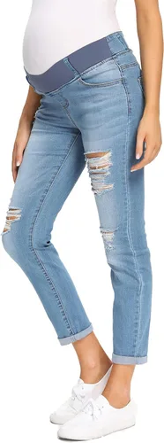 Miniatura 2 de Foucome Jeans de maternidad para mujer, jeans rasgados elásticos con bolsillos