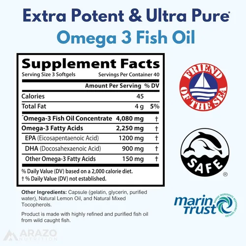 Miniatura 2 de BioScience Nutrition, aceite de pescado Omega 3 de 0.08 oz EPA alto de 0.04 oz + DHA de 0.03 oz; cápsulas que triplican la fuerza, 1