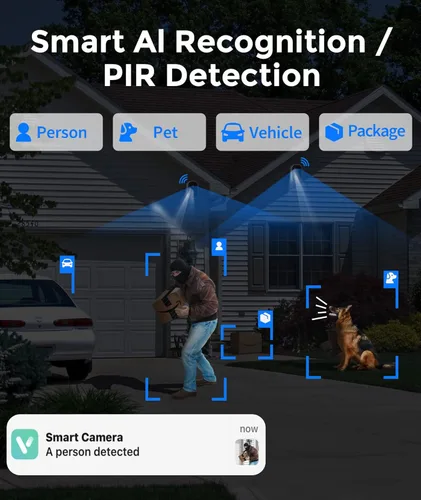 Miniatura 4 de Cámaras de seguridad inalámbricas 2K – Cámaras de seguridad WiFi para exteriores, visión nocturna a color, detección AI/PIR, conversación de 2 vías