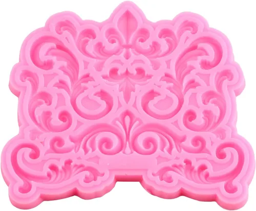 Miniatura 8 de Moldes barrocos de silicona para fondant de encaje de volutas para alivio de flores de caramelo, molde de filigrana esculpido en 3D para decoración