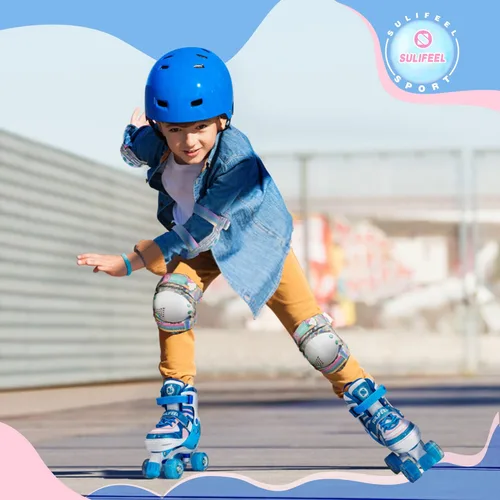 Miniatura 8 de SULIFEEL Rainbow Unicorn - Patines ajustables de 4 tamaños para niñas y niños de 3-5, 5-8, 6-12 años, patines para interiores y exteriores D Nieve