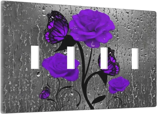 Miniatura 133 de Cubierta de interruptor de luz rosa brillante con purpurina de 1 banda, sin dispositivo, placa de pared en blanco decorativa para adolescentes, Rosa