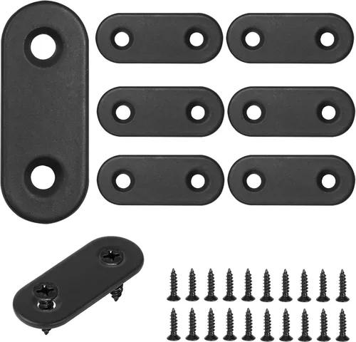 Soporte plano de 1.575 x 0.630 x 0.079 in, soporte recto de acero inoxidable, soporte recto de metal, soporte recto negro, placa de unión de