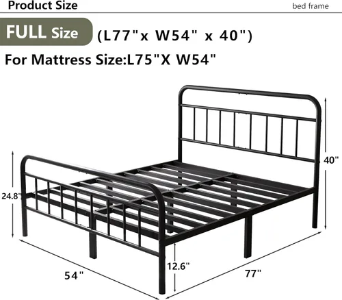 Miniatura 2 de Base de cama de metal de 14 pulgadas, marco de cama de tamaño matrimonial con espacio de almacenamiento, base de colchón resistente y resistente
