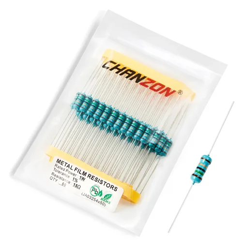 Miniatura 11 de Chanzon 50 piezas 1 W 10 Ω ohm Resistencia de película metálica fija de tolerancia 0.01 ±1% 10R MF Resistencias de agujero pasante con limitación