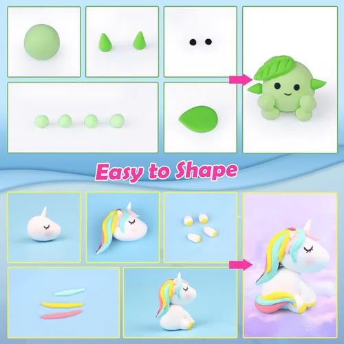 Miniatura 4 de Kit de arcilla de modelado - Arcilla de secado al aire de 40 colores, arcilla de moldeo DIY con herramientas, manualidades artísticas para niños