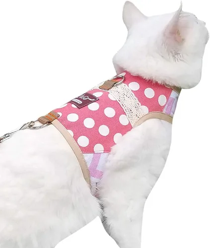 Miniatura 32 de Arnés de gato con correa, ajustable para gatos, chaleco acolchado para gatos, Black Plaid