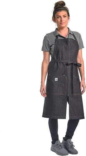 Miniatura 23 de Mercer Culinary Metro Edge Renegade - Delantal con peto, color negro y correas de cuero marrón