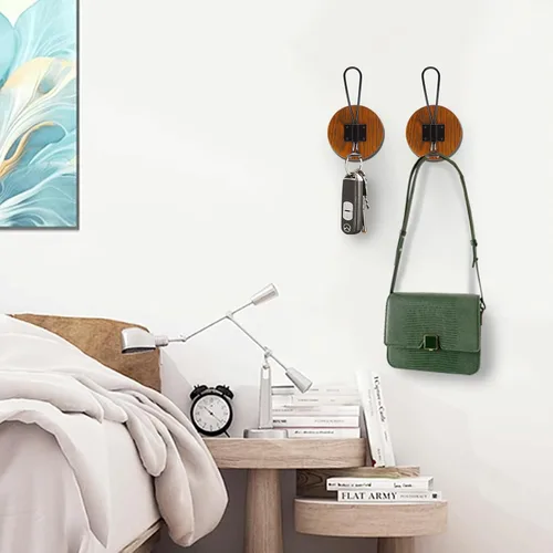 Miniatura 6 de Ganchos para toallas de baño, paquete de 2 ganchos de pared rústicos de granja para colgar batas, colgador de puerta autoadhesivo para colgar