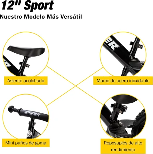 Miniatura 2 de Strider Bicicleta deportiva de 12 pulgadas – Bicicleta de equilibrio sin pedal para niños de 1 a 4 años – Incluye almohadilla de seguridad, asiento