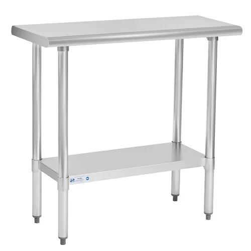 Miniatura 20 de Mesa de acero inoxidable para preparación y trabajo, con ruedas giratorias, mesa resistente, comercial NSF, con estante inferior y protector